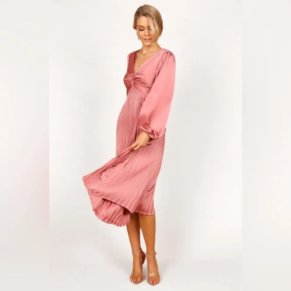 Petal & Pup Noelle Twist front pleated midi dress XS NEW $98 - Picture 9 of 11
